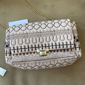 Red Valentino Pink Lamskin Messenger Bag Clutch Embroidered